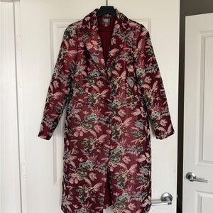 Vince Camuto Burgundy Floral Coat